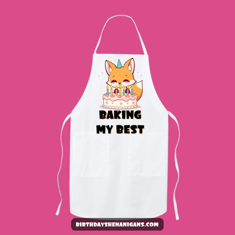 Funny Kawaii Fox Birthday Apron: Bake and Celebrate!
