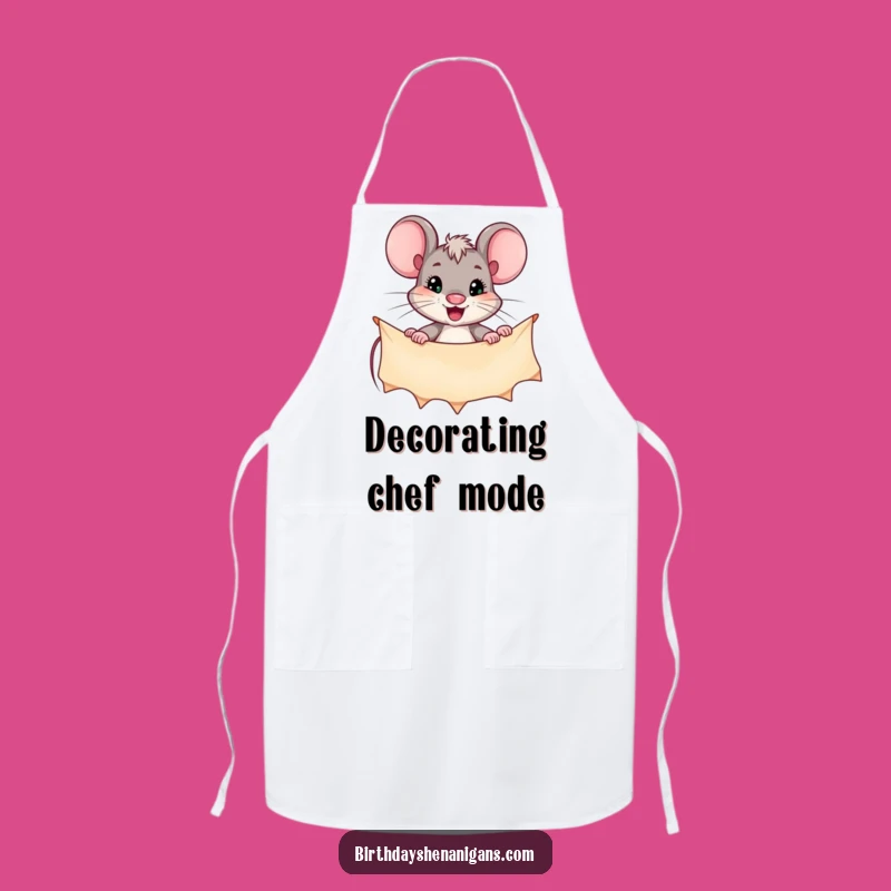 Funny Determined Mouse Banner Apron: Cook with Focus, Laugh with Gusto!