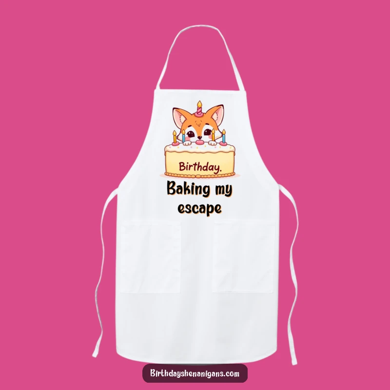 Funny Fox Hiding Cake Apron: Bake with Birthday Mischief!