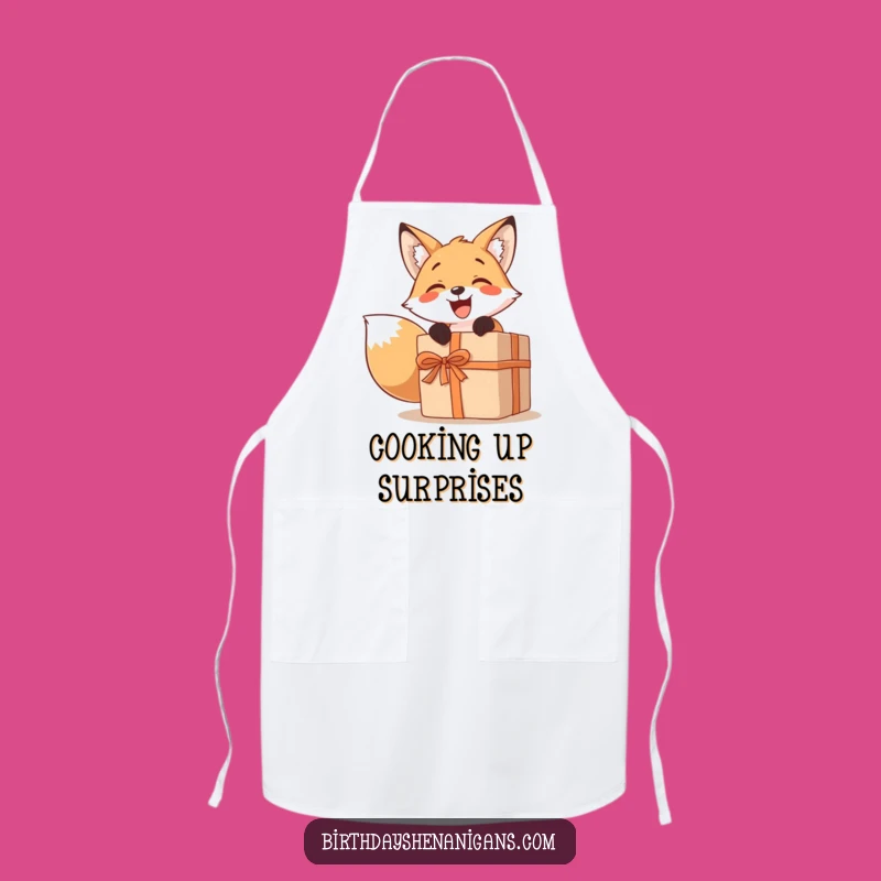 Funny Fox Kitchen Apron: Excited Chef, Large Present, Cooking Gift
