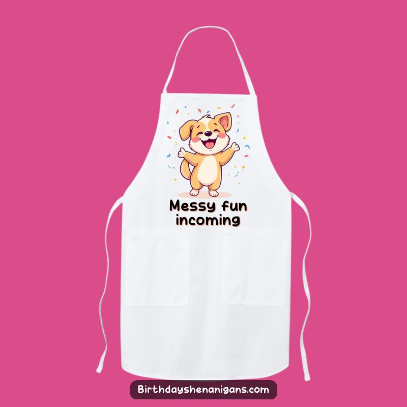 Funny Dog Dancing Apron: Joyful Pup w/ Confetti, Kitchen Fun & Gift!