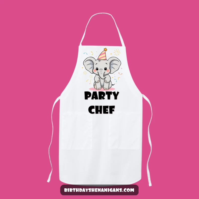 Funny Elephant Apron: Birthday Chef's Popper Delight, Perfect Kitchen Gift!