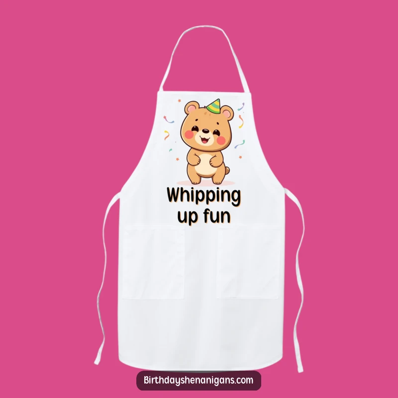 Funny Bear Juggling Streamers Apron: Cook Up Fun in Style!
