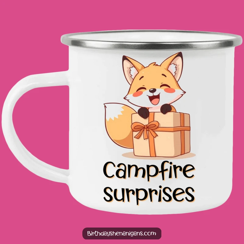 Funny Fox Present Camping Mug: Excited Character, Big Gift, Outdoor Fun