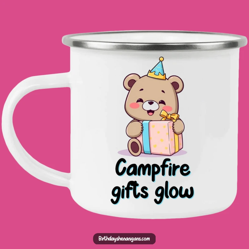 Funny Bear Birthday Crown Camping Mug: Durable & Joyful Adventure Mug, Perfect Funny Gift!