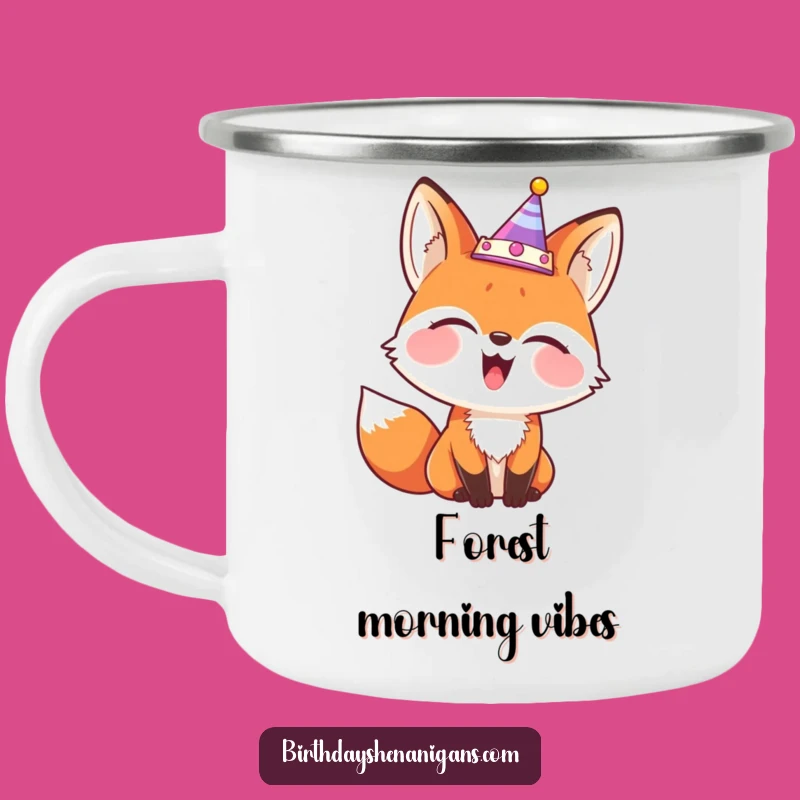 Funny Fox Party Crown Camping Mug - Durable Giggling Outdoor Gift