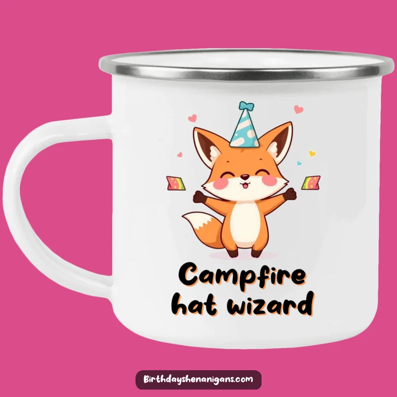Funny Kawaii Fox Camping Mug: Juggling Adventure, Perfect Outdoor Gift