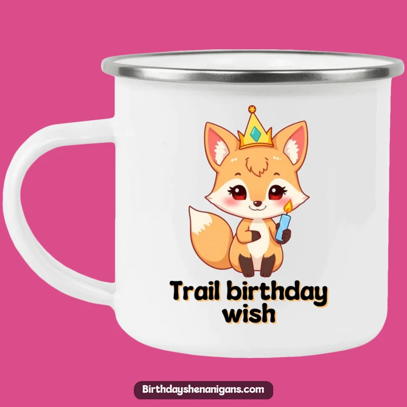 Funny Curious Fox Party Crown Camping Mug: Your Hilarious Companion for Outdoor Celebrations
