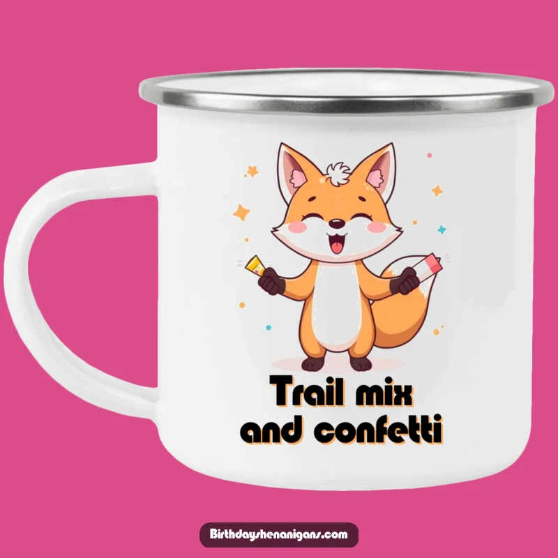 Funny Fox Juggling Party Poppers Camping Mug: Your Hilarious Companion for Outdoor Adventures