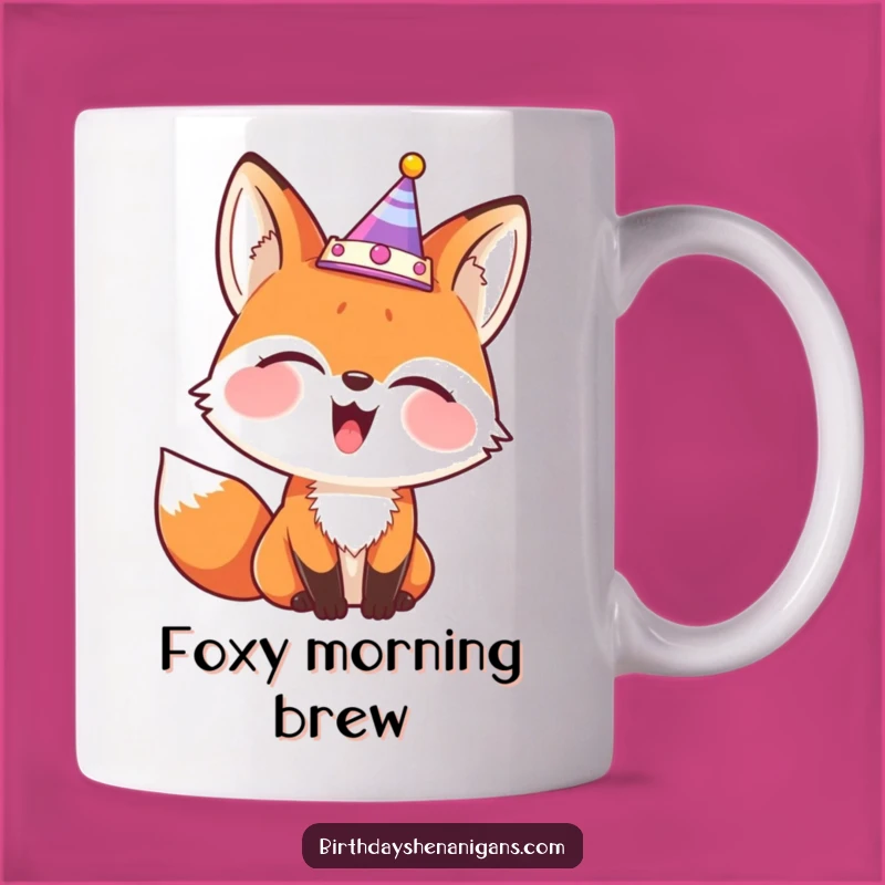 Funny Fox Party Crown Mug - Giggling Comical Animal Gift