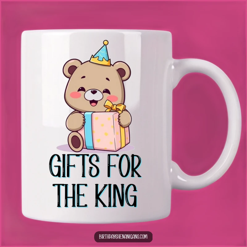 Funny Bear Birthday Crown Mug: Joyful Gift Unwrapping, Perfect Funny Birthday Present!
