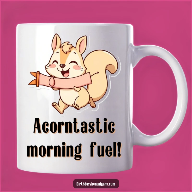 Funny Joyful Squirrel Banner Mug: A Perfect Gift for a Cheerful Friend