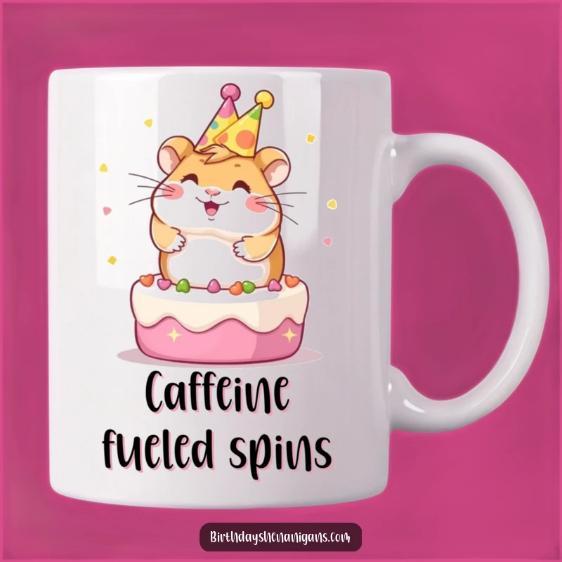 Funny Kawaii Hamster Cake Spin Mug - Hilarious Party Gift