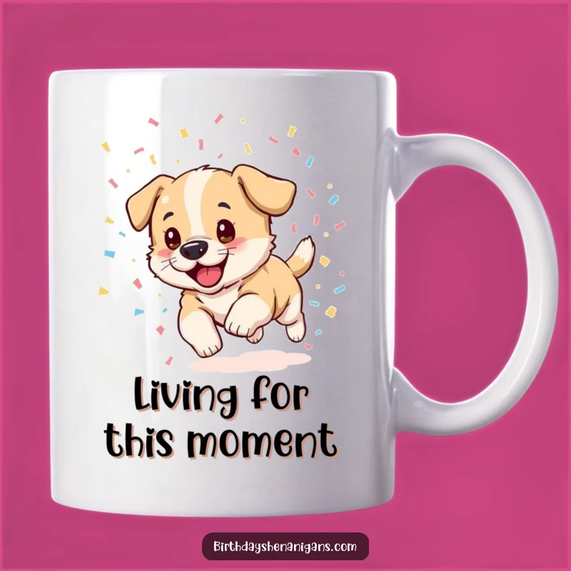 Funny Puppy Confetti Chase Mug - Exciting Celebration Gift for Dog Lovers