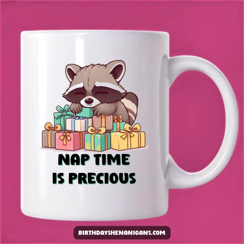 Funny Sleepy Raccoon Present Mug: Perfect Gift for Tired Souls