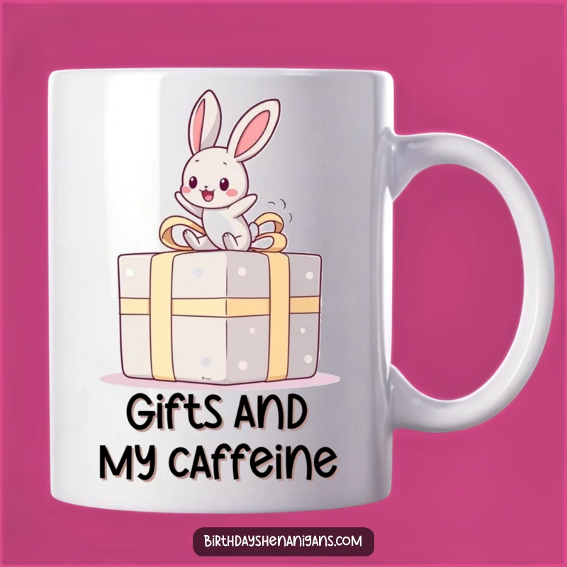 Funny Kawaii Bunny Present Bounce Mug: The Ultimate Joyful Gift