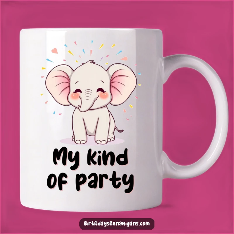 Funny Kawaii Elephant Birthday Mug - Joyful Trumpeting Gift for Elephant Lovers