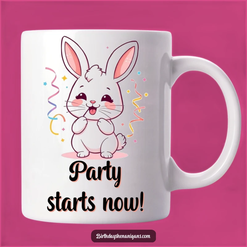Funny Kawaii Bunny Party Mug - Joyful Celebration Gift