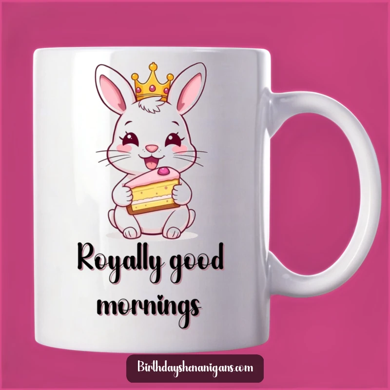 Funny Rabbit Cake Crown Mug - Royal Celebration Gift for Bunny Lovers
