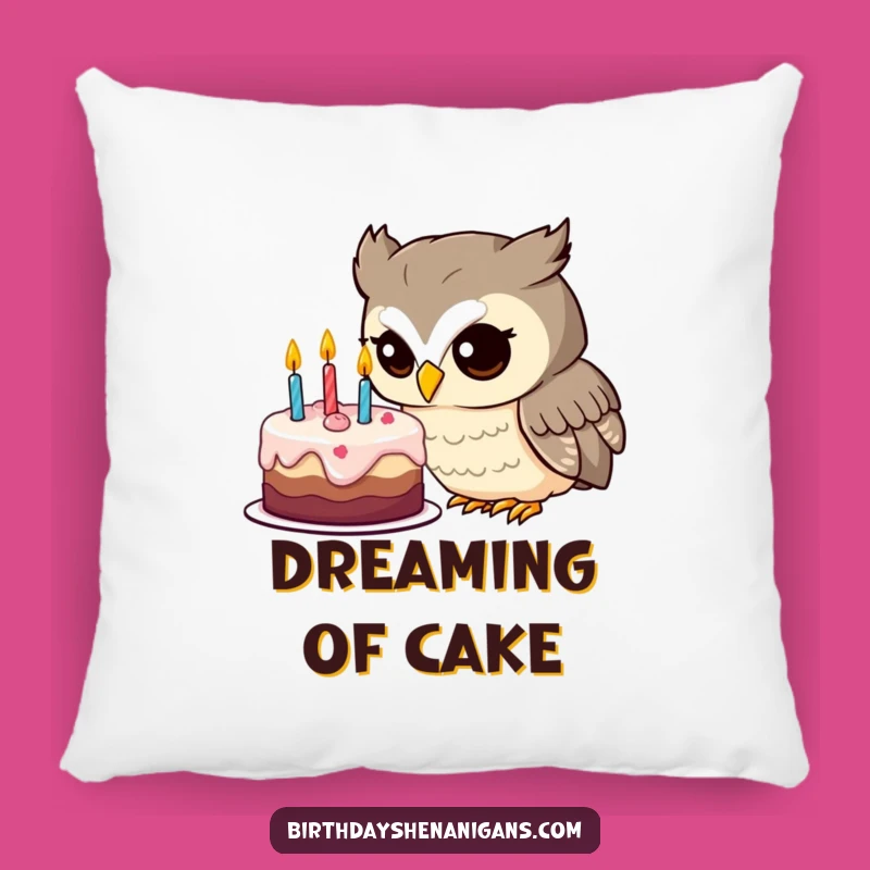 Funny Owl Birthday Cake Pillow: Snuggle with Sweet Intrigue!