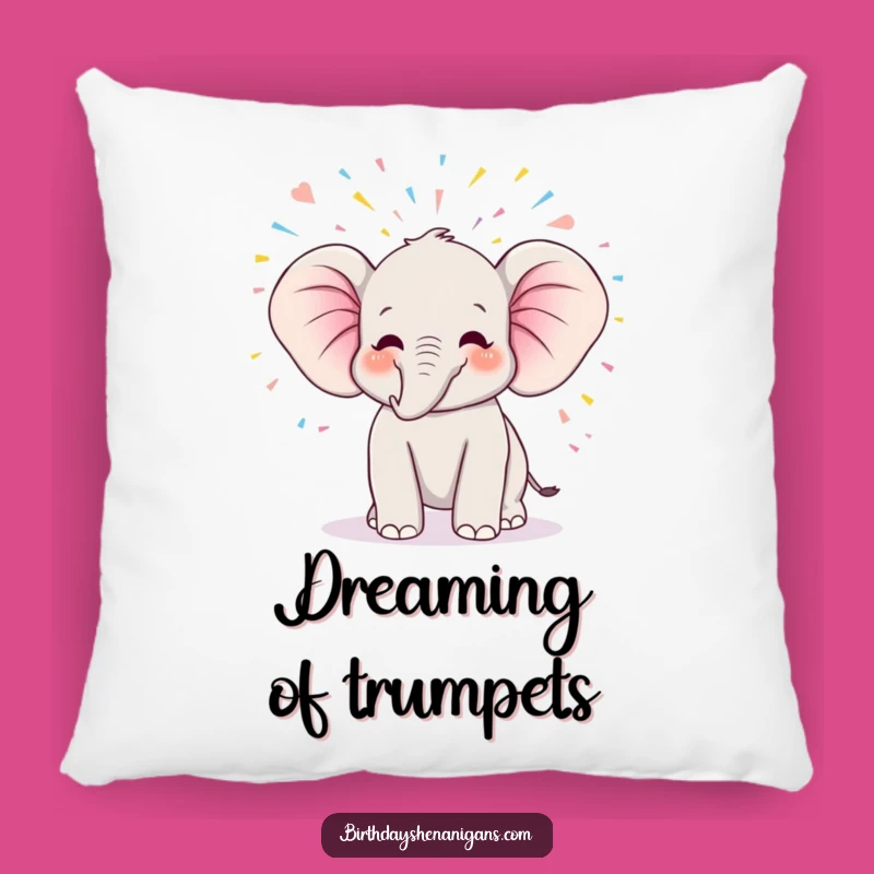 Funny Kawaii Elephant Pillow - Cozy Birthday Comfort with Joyful Streamers