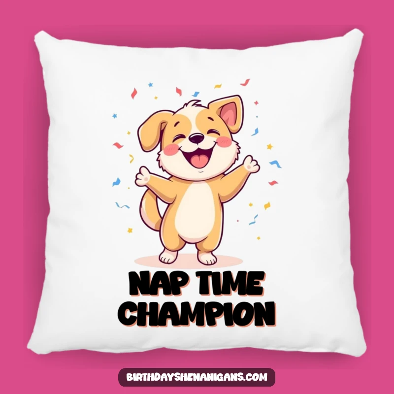 Funny Dog Dancing Pillow: Cozy Joyful Pup w/ Confetti, Comfy & Hilarious Gift!
