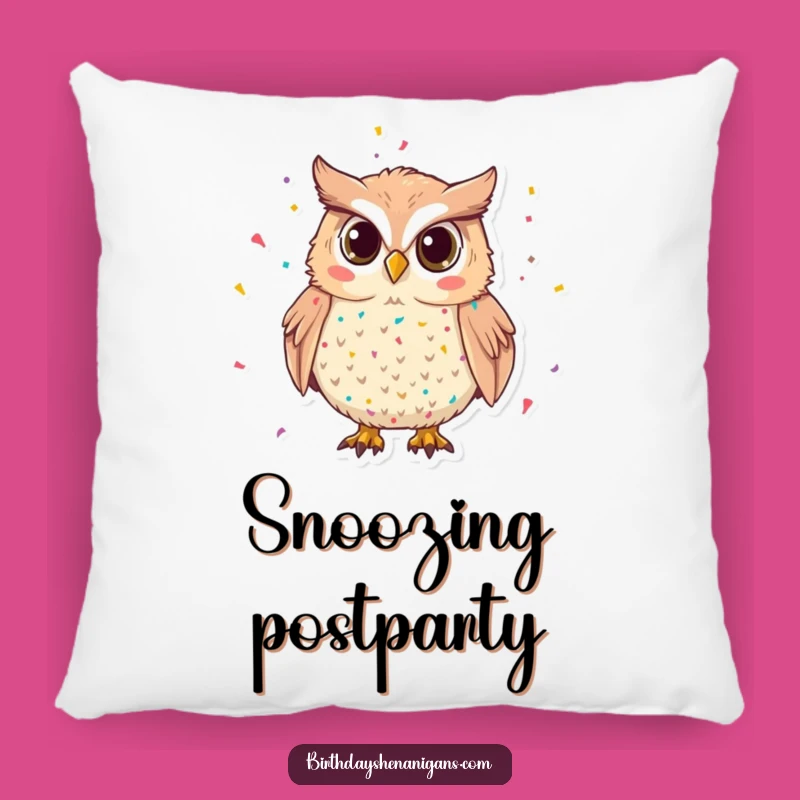 Funny Mischievous Owl Confetti Pillow: Cozy Comfort with a Festive Touch