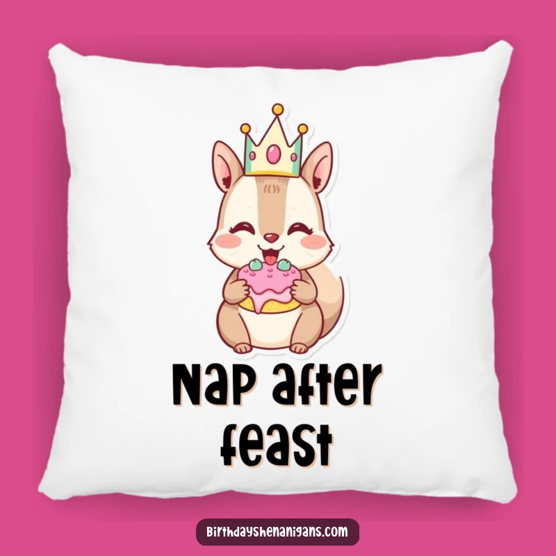Funny Squirrel Pillow: Cake Lover Cushion, Cozy & Sweet Gift!