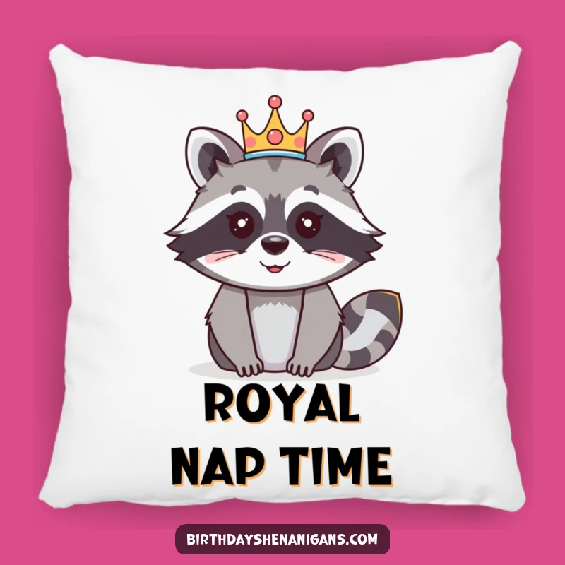 Funny Raccoon Crown Pillow: Cuddle Up with Royal Comfort!