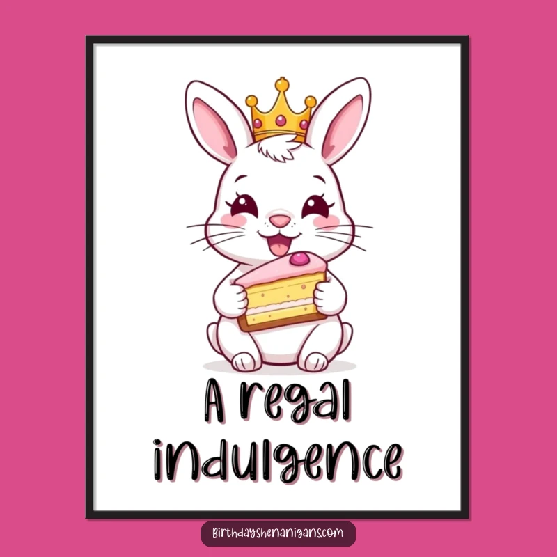 Printable Funny Rabbit Cake Art - Instant Royal Download for Decor
