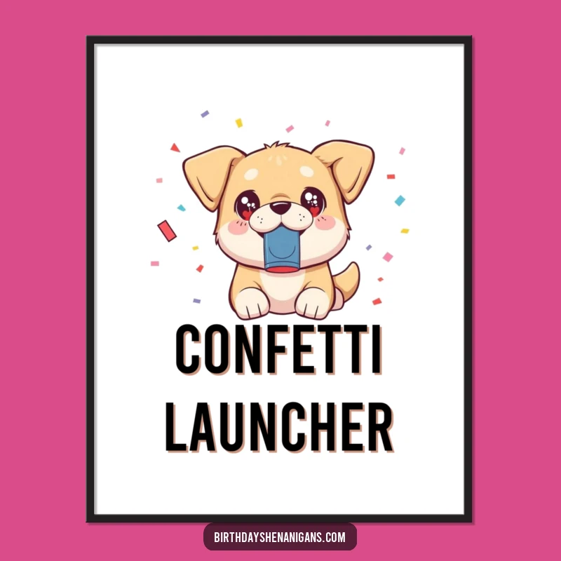 Funny Kawaii Dog Digital Art: Hilarious Printable Gift for Instant Party Decor