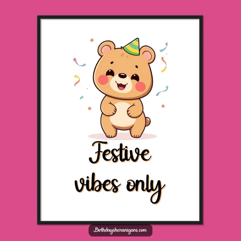 Funny Bear Juggling Streamers Digital Art: Instant Party Decor!