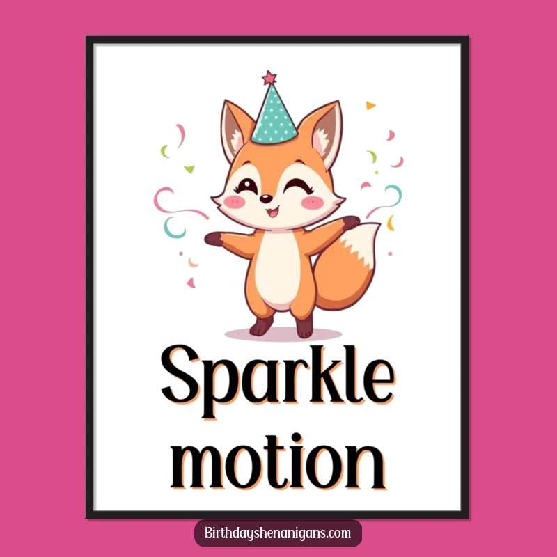 Funny Fox Digital Art: Dancing Streamer Print, Instant Party Gift!