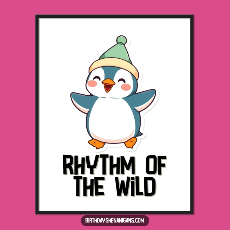 Funny Kawaii Penguin Digital Art: Instant Festive Dance Decor!