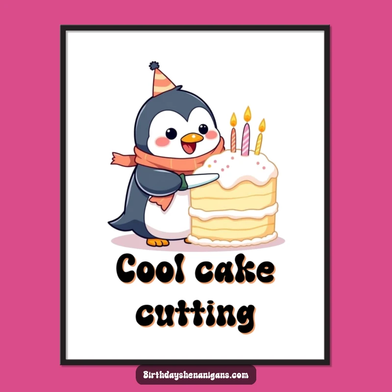 Funny Penguin Birthday Scarf Digital Art: Instant Humor For Walls, Perfect Funny Gift!