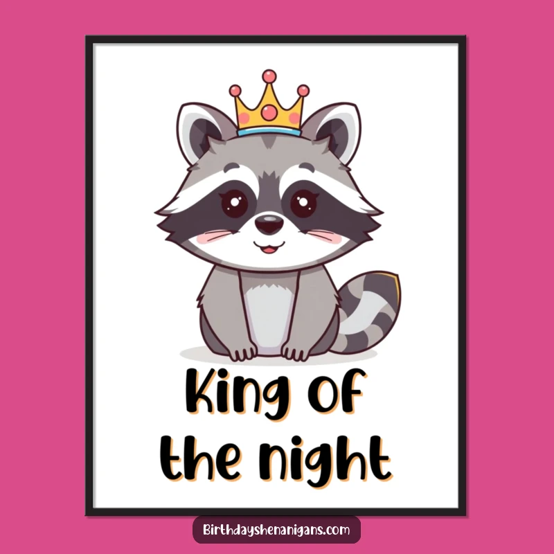 Funny Raccoon Crown Digital Art: Instant Royal Decor!