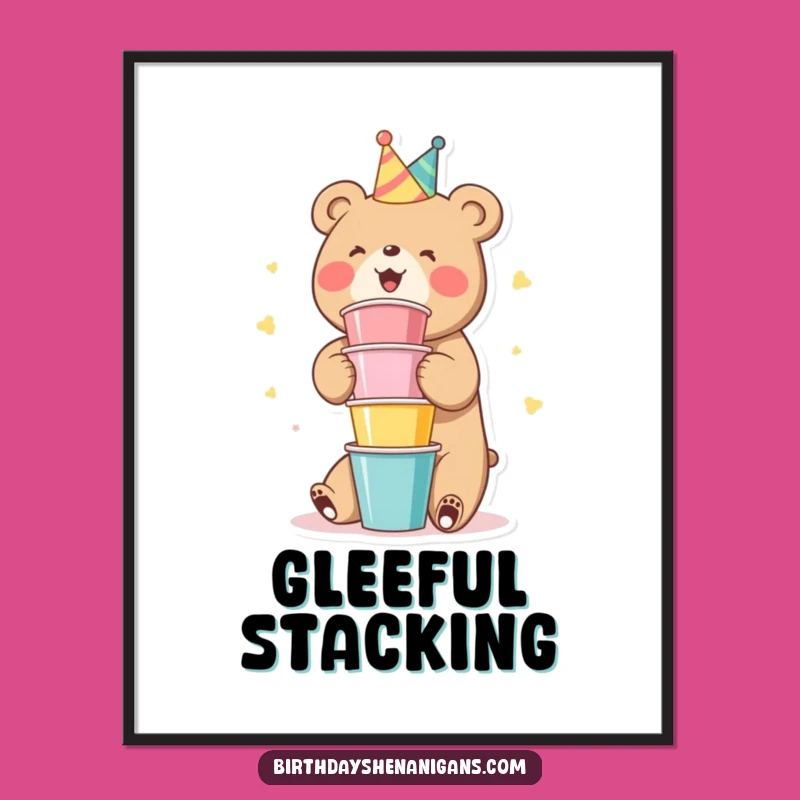 Funny Bear Party Cups Digital Print: Instant Festive Decor for a Cheerful Space