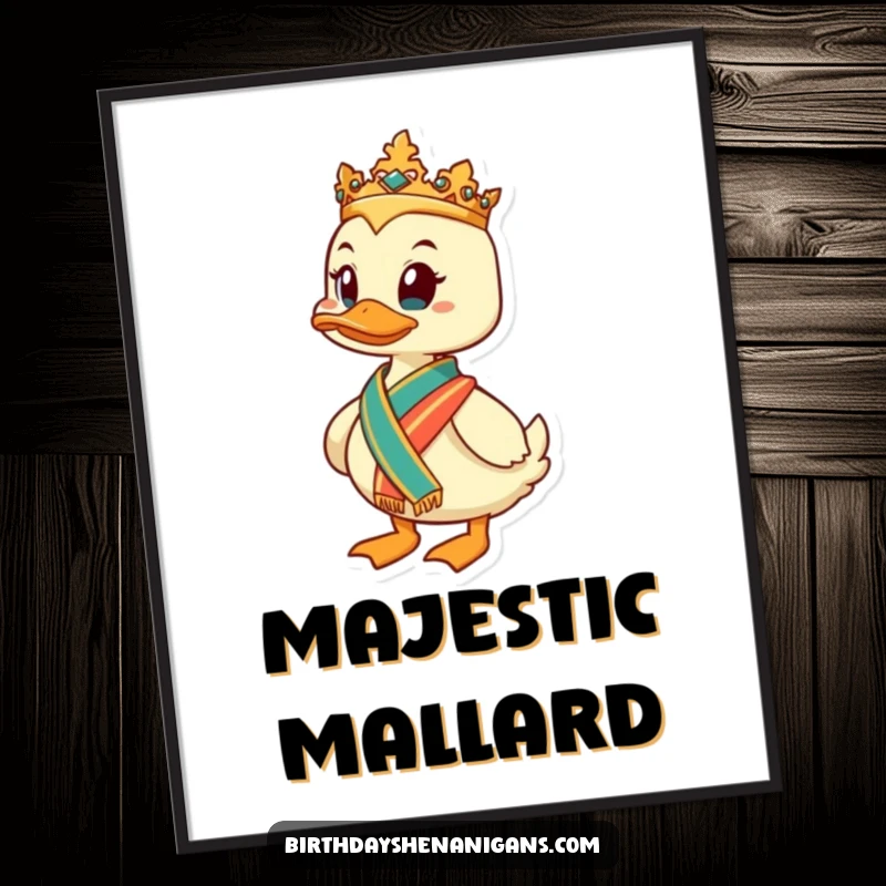 Funny Duck Digital Art Print: A regal duck with a sash brings instant authority and humor to digital decoration.