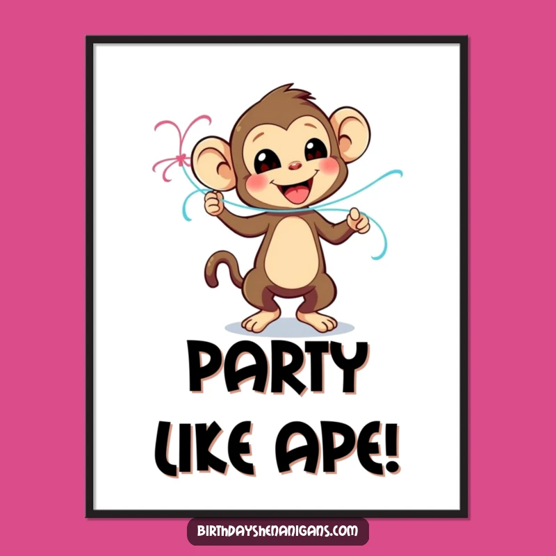 Funny Monkey Dance Digital Print, Playful Streamer - Instant Funny Gift