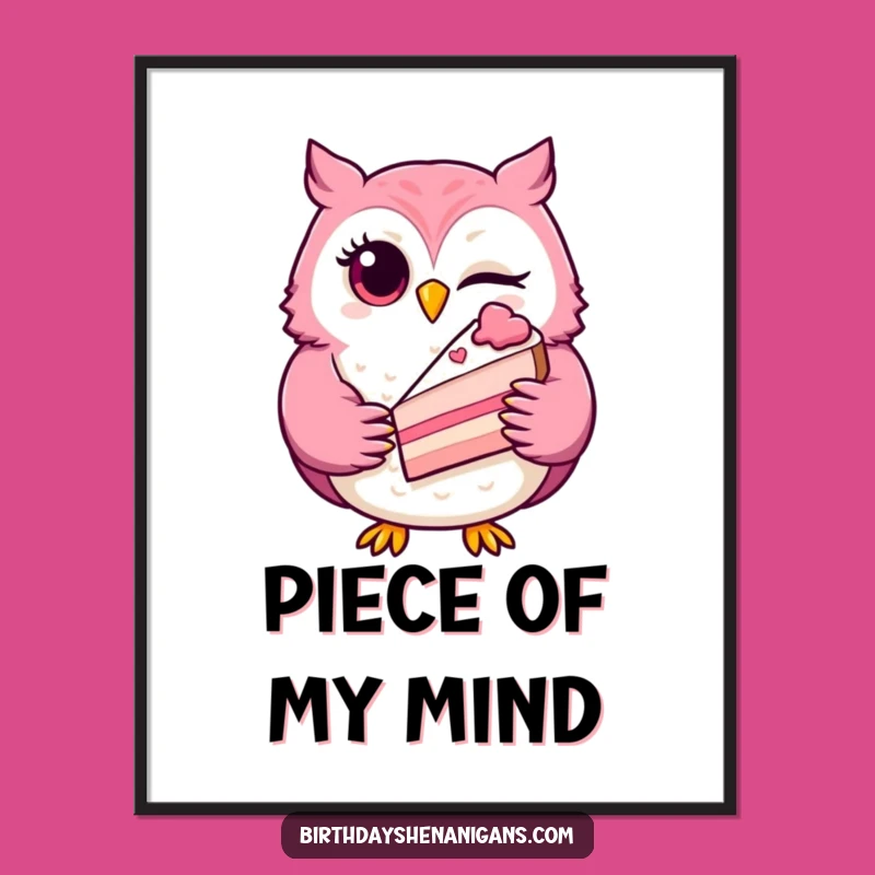 Funny Winking Owl Digital Print: Instant Playful Artwork for a Sweet Space