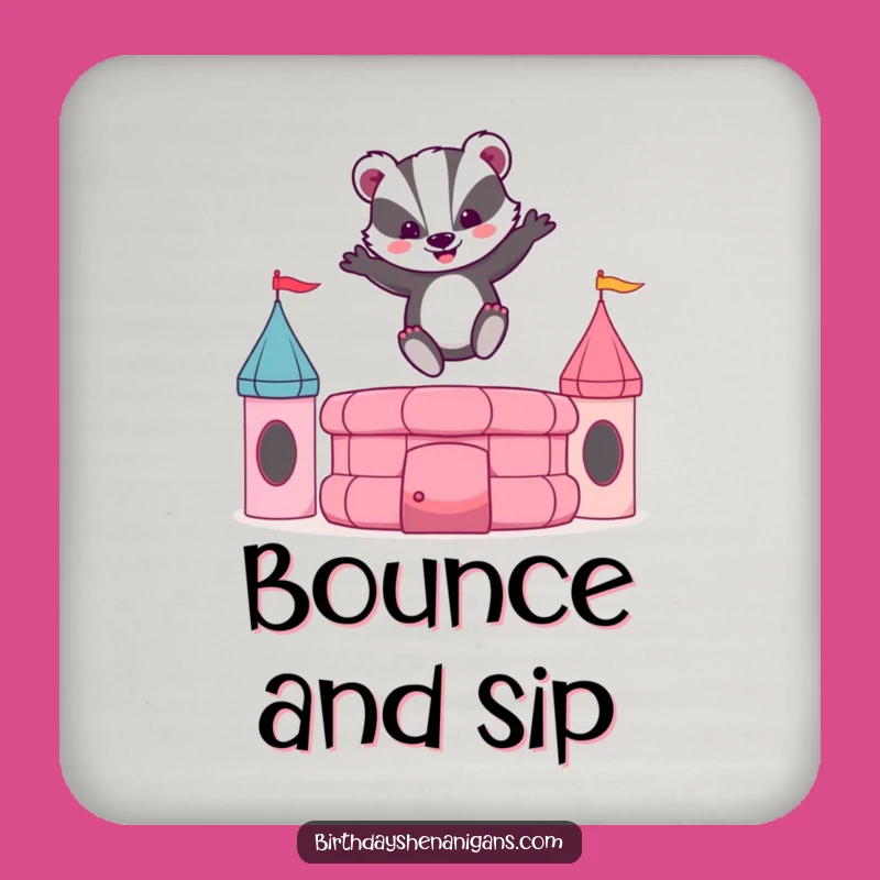 Funny Badger Bouncy Castle Coaster: Protect Surfaces with Fun!