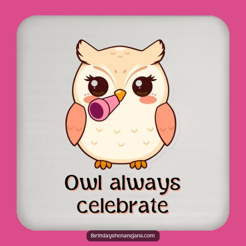 Funny Kawaii Owl Drink Coaster: Party Blower for Table Protection, Gift