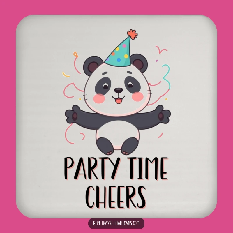 Funny Panda Party Coaster Set: Cute Character Celebrates Fun - Bar Gift!