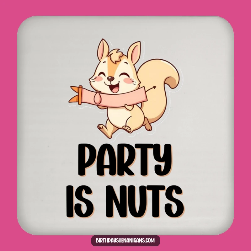 Funny Squirrel Banner Coaster: Protect Surfaces with Joyful Charm