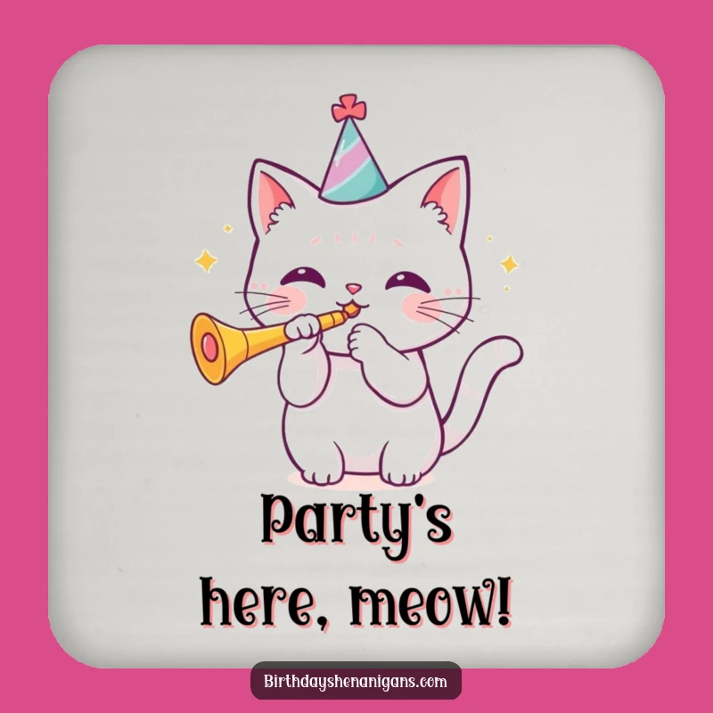 Protect Surfaces with a Party: Funny Kawaii Cat Coaster!