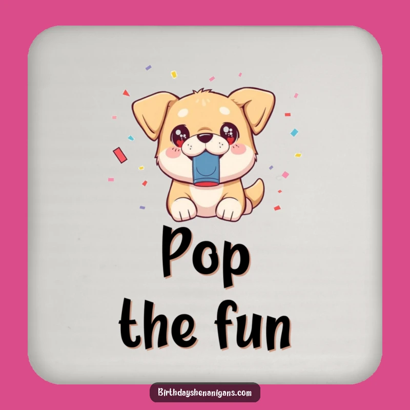 Funny Kawaii Dog Confetti Coaster: Hilarious Gift for Festive Table Protection