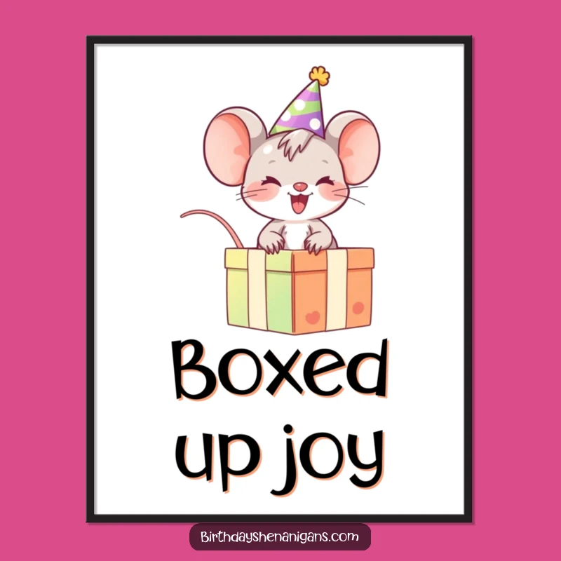 Funny Mouse Art Print: Giggling Party Rider Poster, Whimsical Gift!