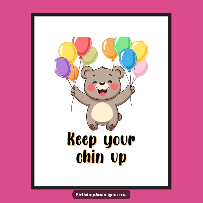 Funny Bear Juggling Poster - Cheerful Balloon Art Print Gift