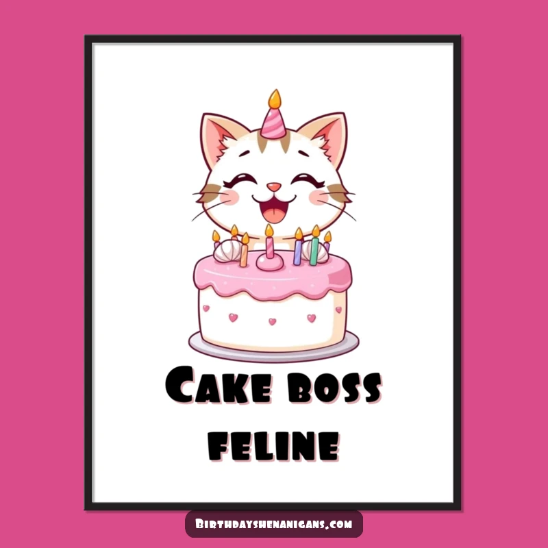 Funny Kawaii Cat Birthday Poster: Hilarious Wall Art for Sweet Celebrations