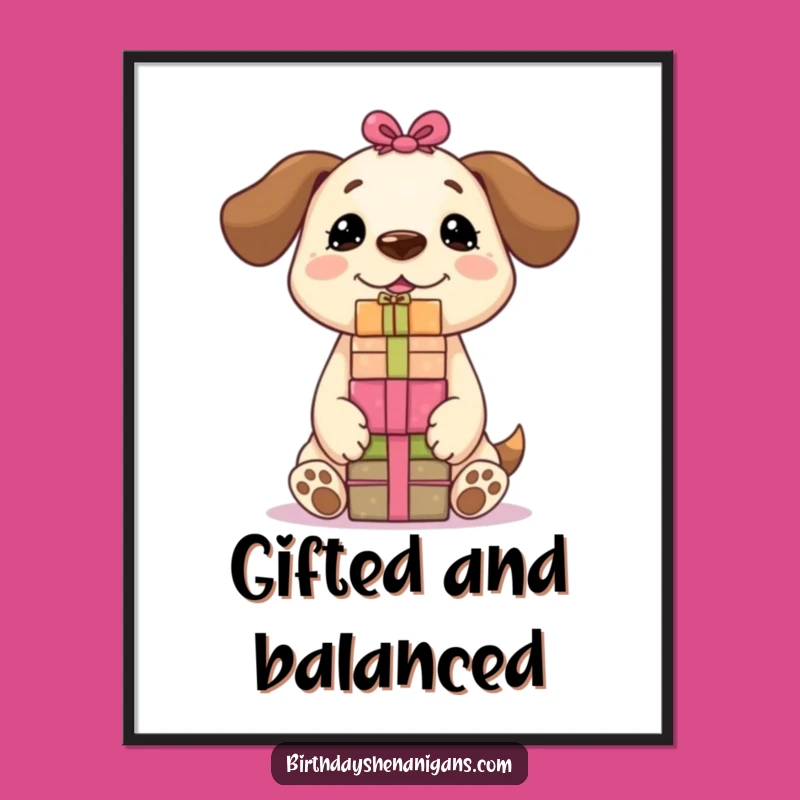 Funny Kawaii Dog Art Poster - Delightful Whimsical Wall Decor
